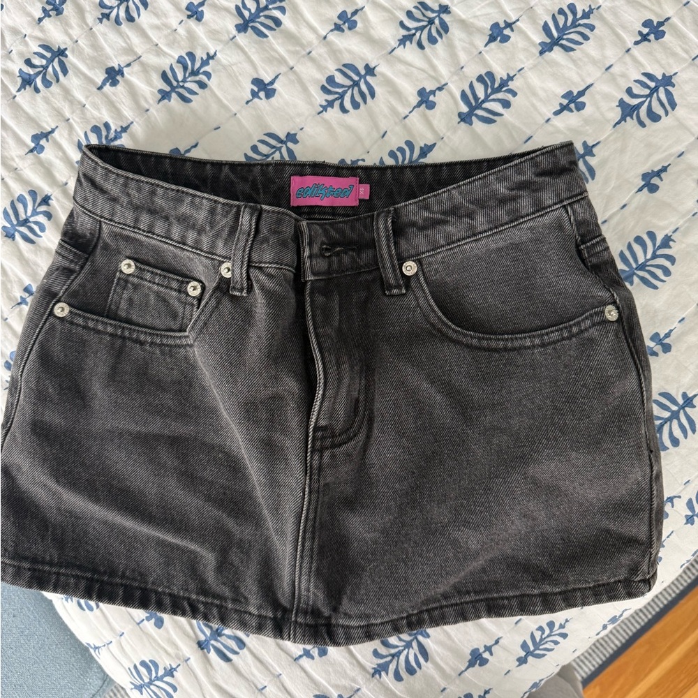 Edikted black denim mini skirt, never worn before